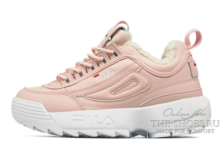 Кроссовки Fila Disruptor 2 Winter Pink Light  розовые, кожаные