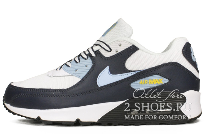 Кроссовки Nike Air Max 90 Dark Blue White  белые, синие