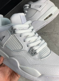 Кроссовки Nike Air Jordan 4 (IV) White GS 25th Anniversary живое фото 3