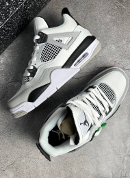 Кроссовки Nike Air Jordan 4 (IV) White Military Black живое фото 2
